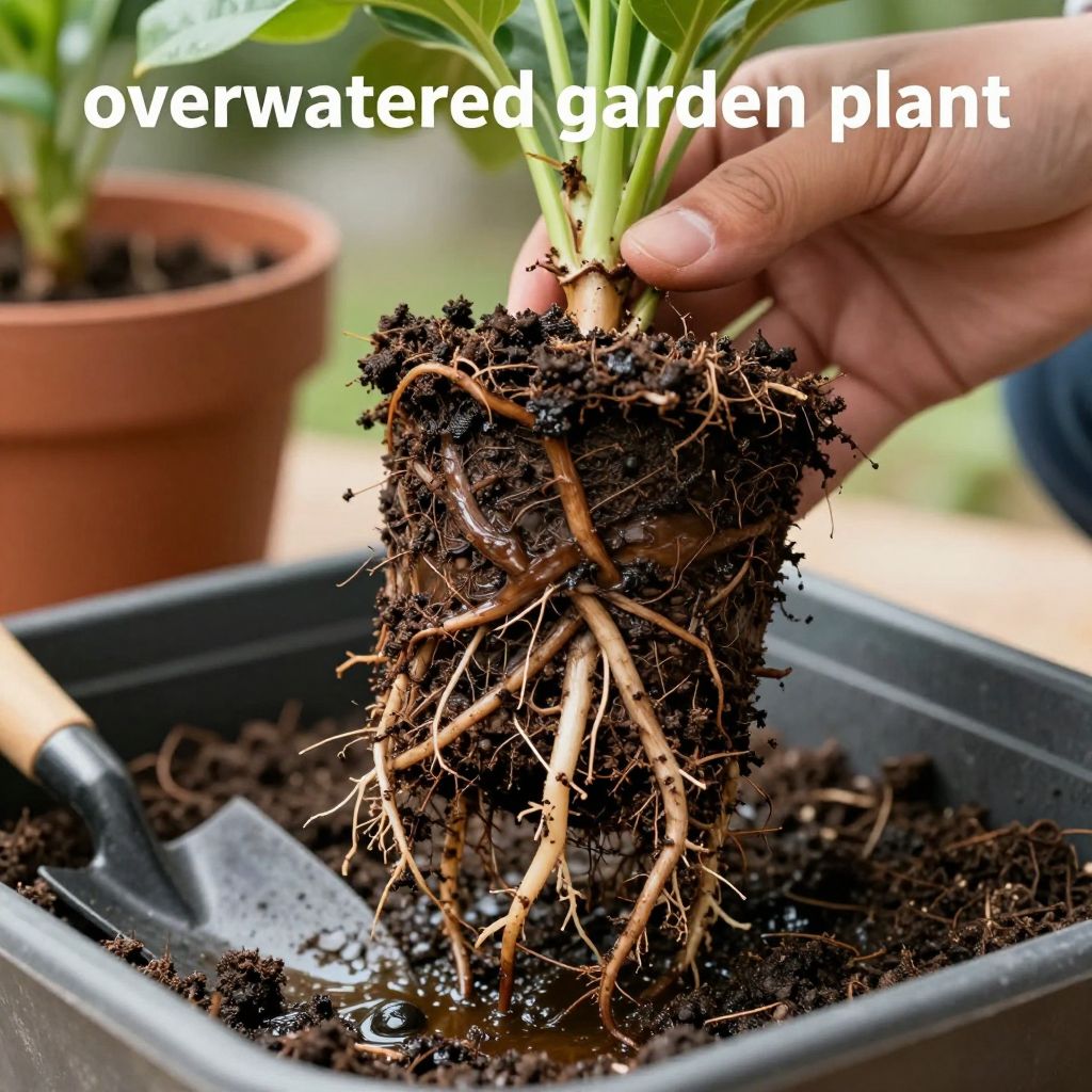 Rotting roots indicate severe overwatering