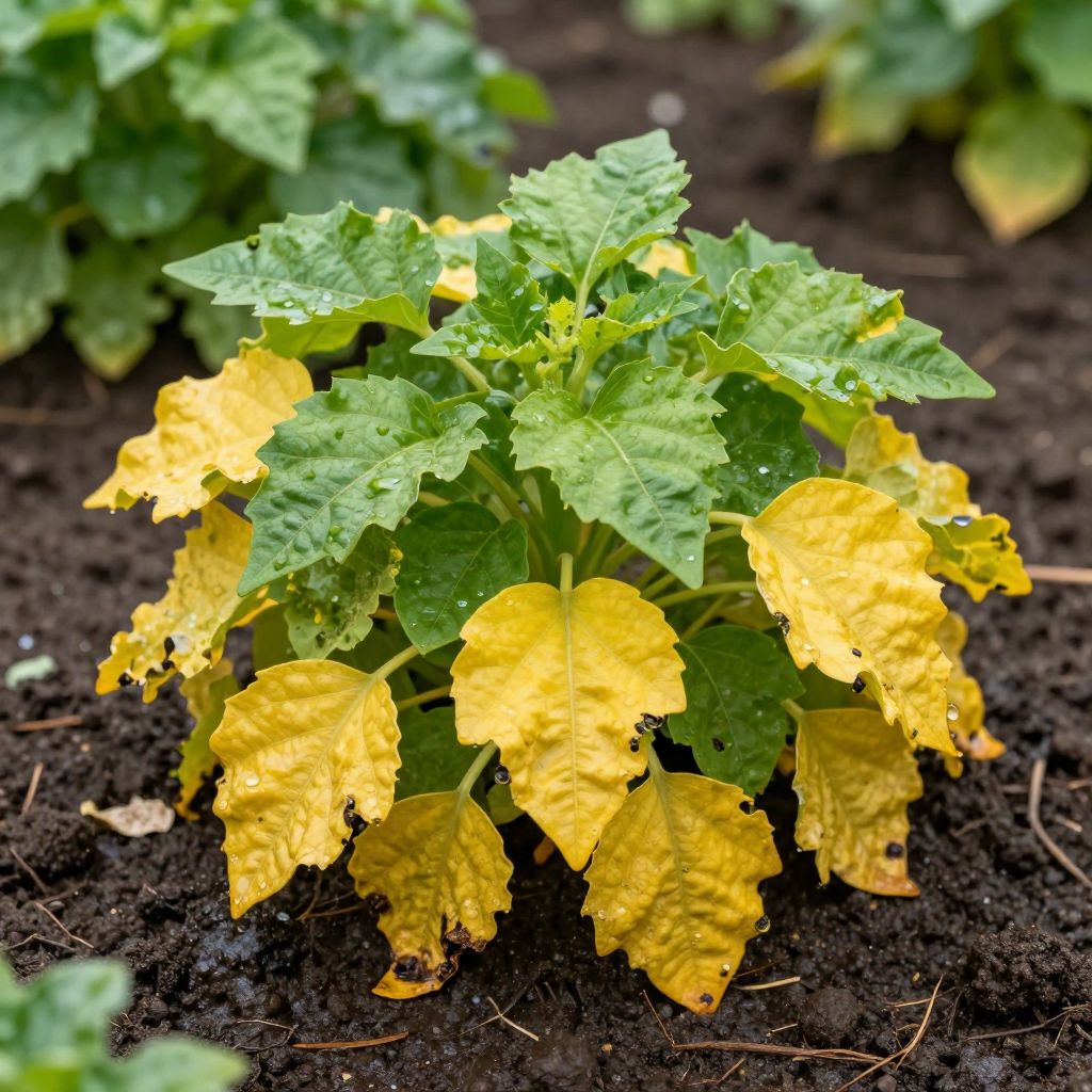 Yellow leaves on plants due to overwatering