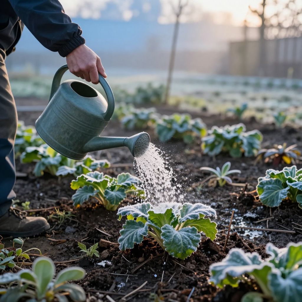 Watering soil in the morning helps retain warmth for plants overnight.