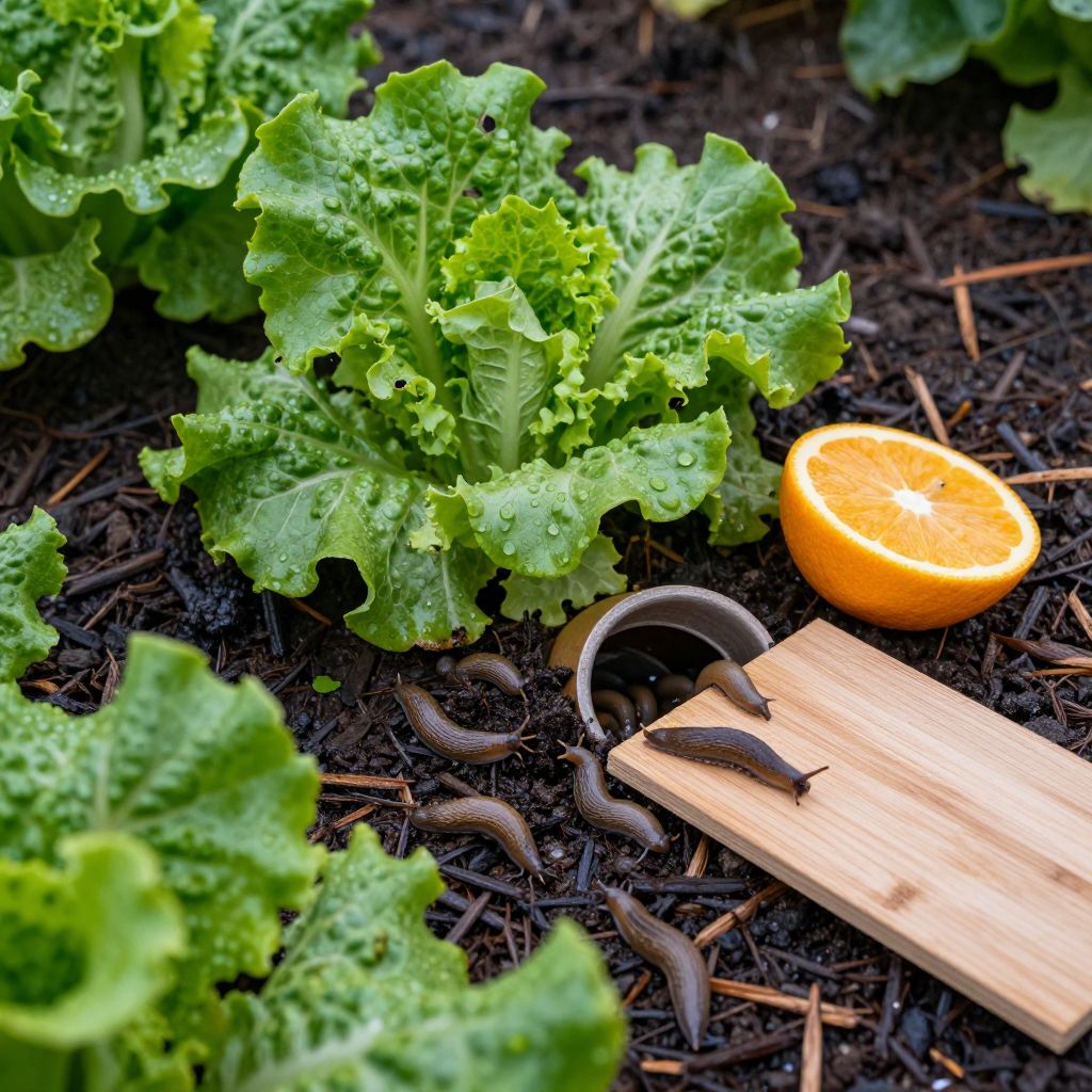 Using beer traps to lure and capture slugs in the garden.