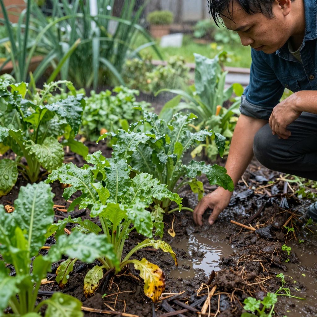 Unpleasant odor from overwatered garden soil