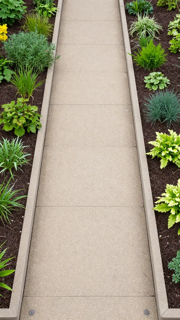 single 24-inch garden path between raised beds, top-down