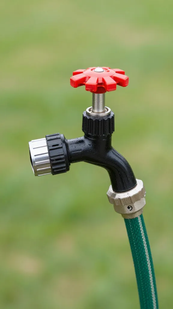 garden hose spigot with drip timer attached