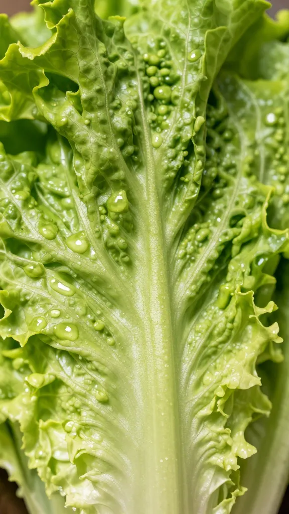 macro shot of harvested ‘Black Seeded Simpson’ leaf lettuce