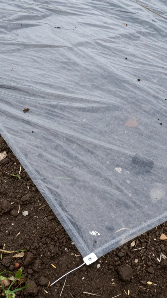 clear plastic sheet sealing soil edges for solarization