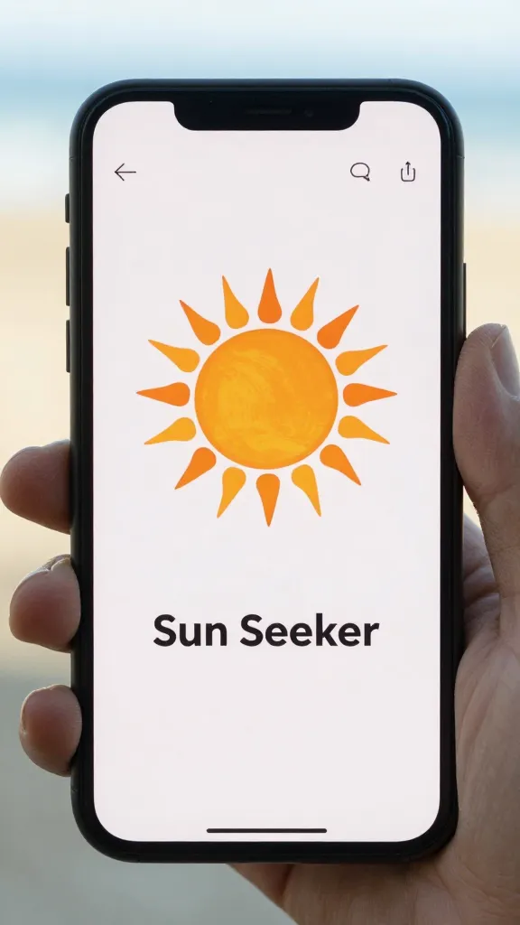 closeup of a Sun Seeker app on smartphone outdoors