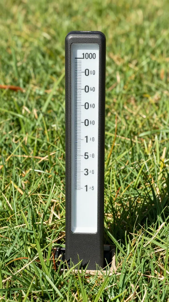 sunlight meter reading full sun on backyard lawn patch